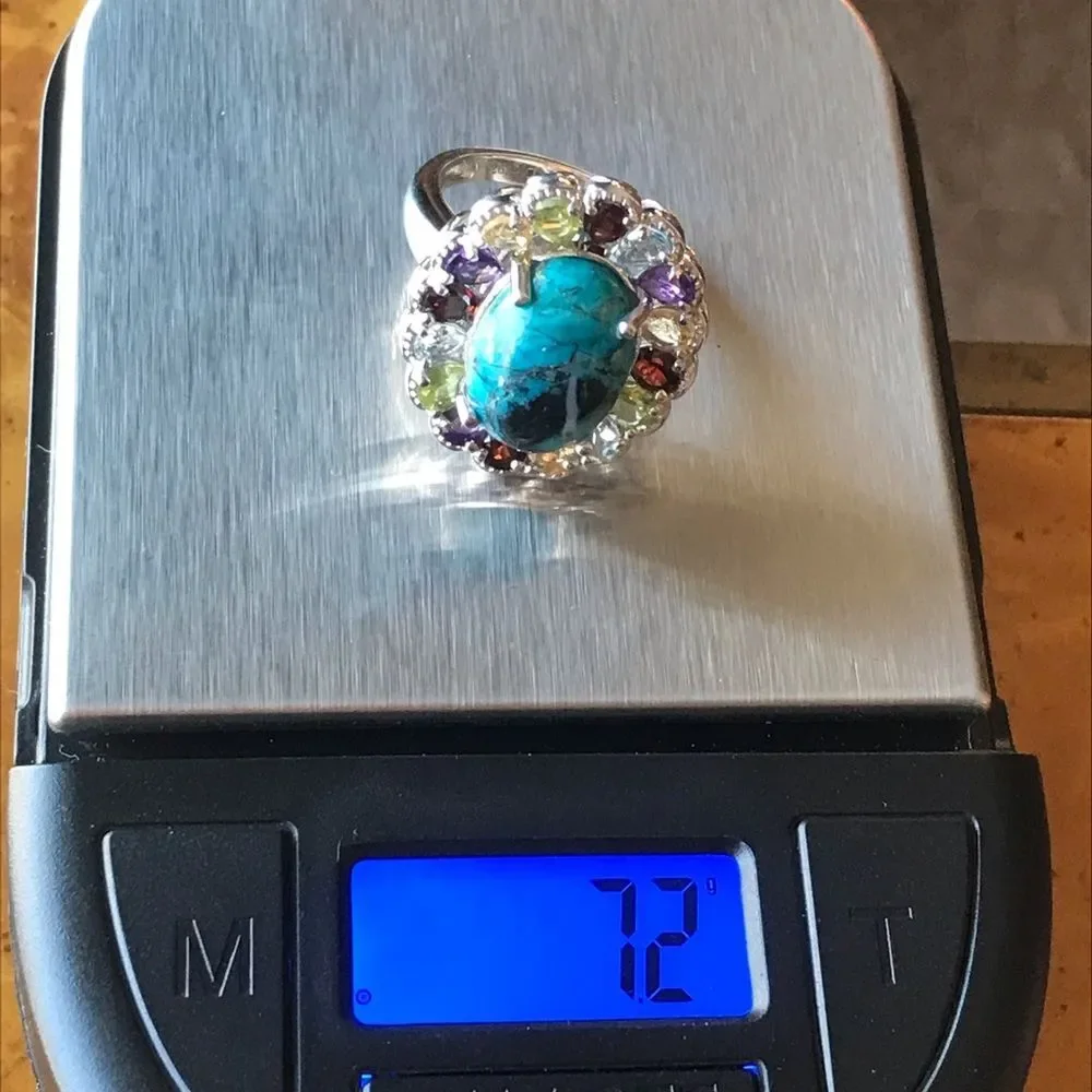 Natural Shadowkite Sterling Silver Cocktail Ring Size 7